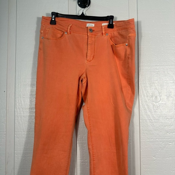 J. Jill Jeans Womens Cropped Orange Mid Rise Cuffed Denim Size 12 EUC - Picture 4 of 10